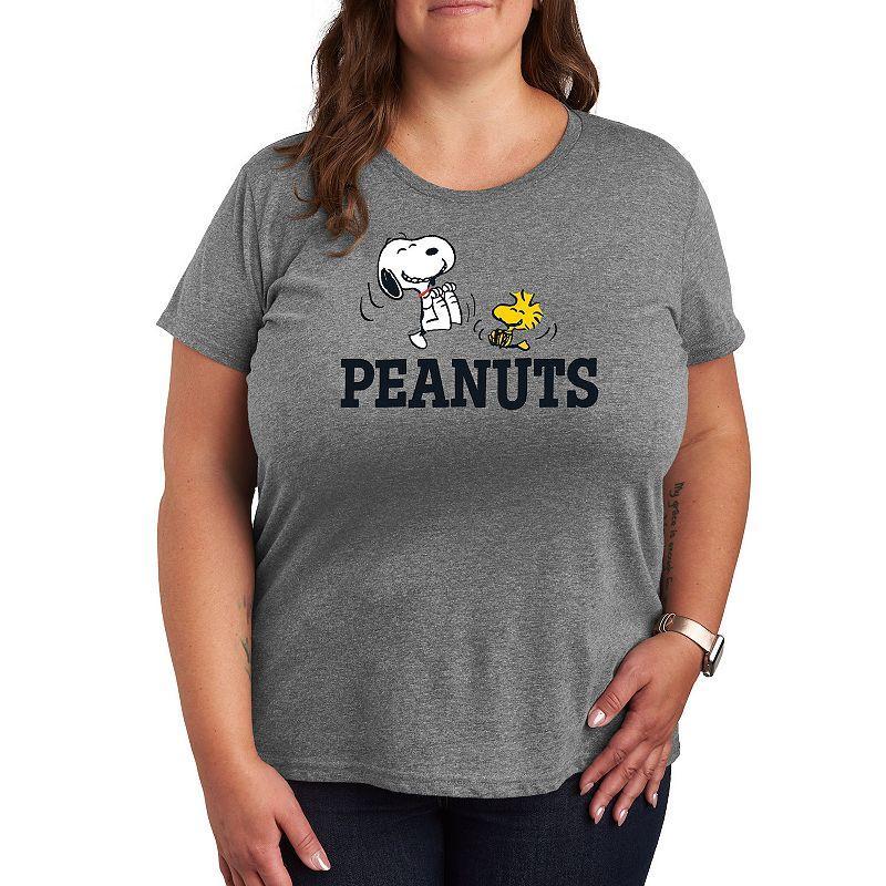 Plus Peanuts Snoopy And Woodstock Graphic Tee, Womens Green Product Image