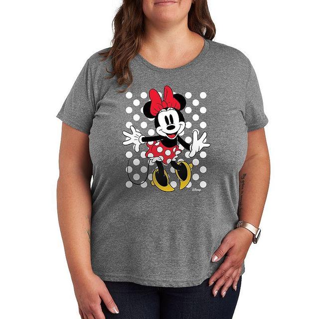 Disneys Minnie Mouse Plus With Dots Graphic Tee, Womens Grey Gray Product Image