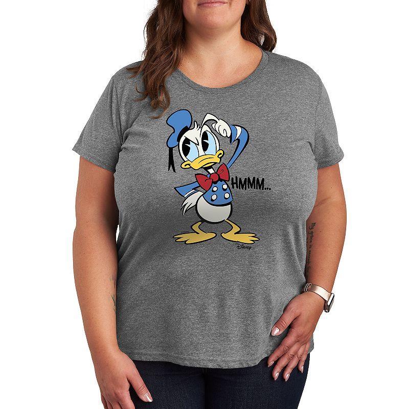 Disneys Donald Duck Plus Hmmm Graphic Tee, Womens Grey Gray Product Image