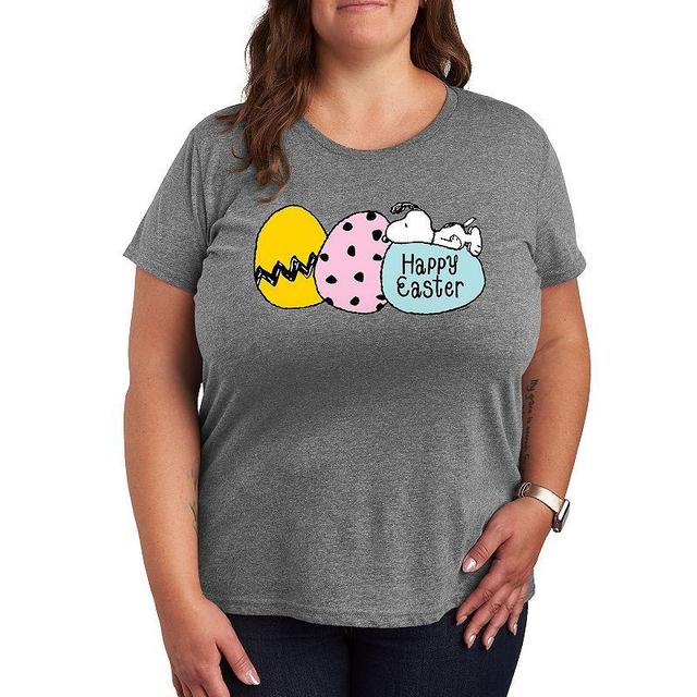 Plus Peanuts Snoopy Happy Easter Eggs Graphic Tee, Womens Product Image