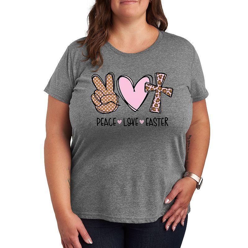 Plus Size Peace Love Easter Graphic Tee, Womens White Product Image