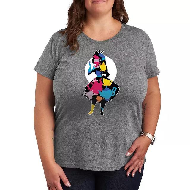 Disneys Alice in Wonderland Plus Teacups Graphic Tee, Womens Grey Gray Product Image