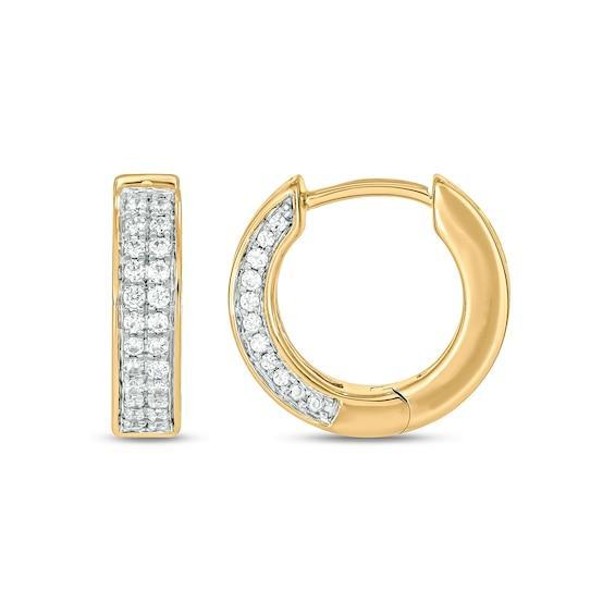 Men's 1/2 CT. T.w. Diamond Double-Row Side Accent Huggie Hoop Earrings in 10K Gold Product Image