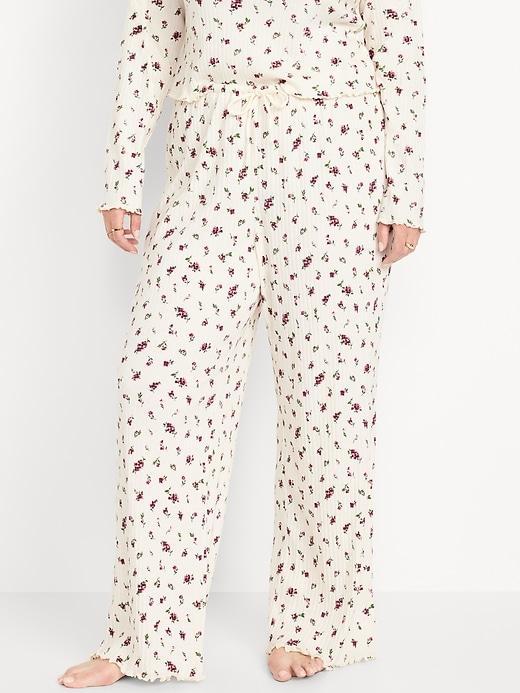 High-Waisted Ribbed Pajama Pants Product Image