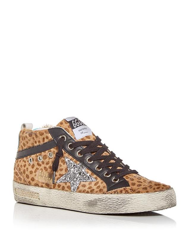 Golden Goose Womens Mid Star Giraffe Print Real Calf Hair Mid Top Sneakers Product Image