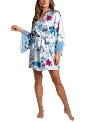 Linea Donatella Womens Ayanna Satin Lace-Trim Robe Product Image