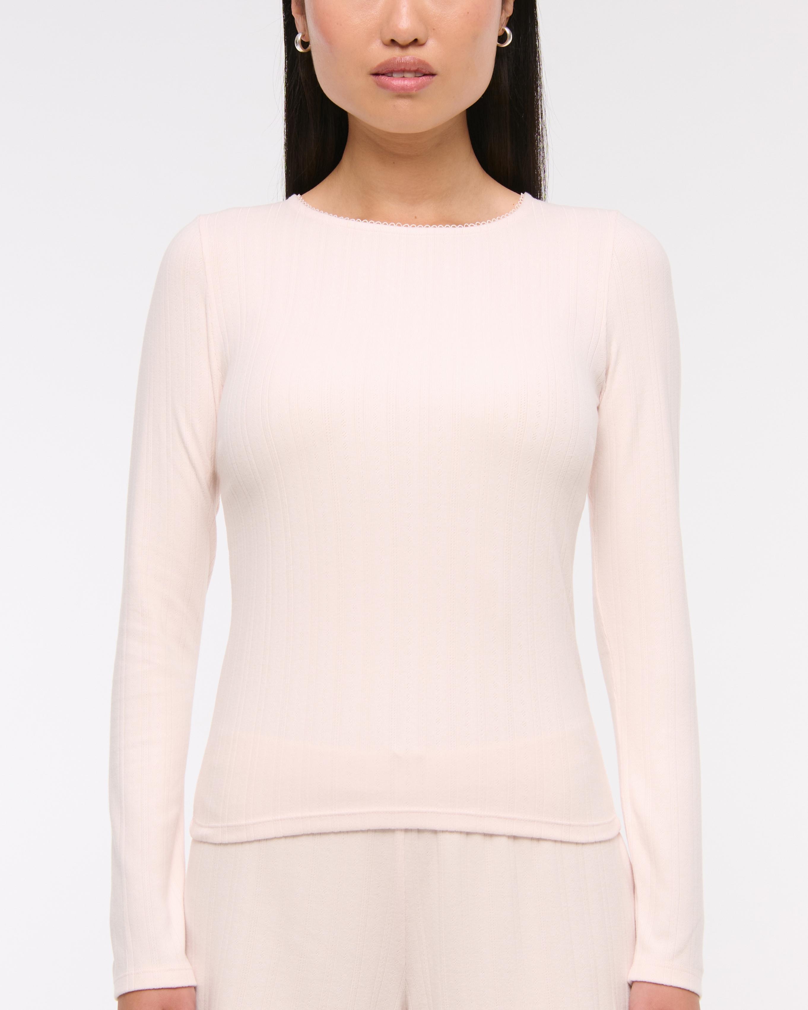 Long-Sleeve Pointelle Sleep Top Product Image