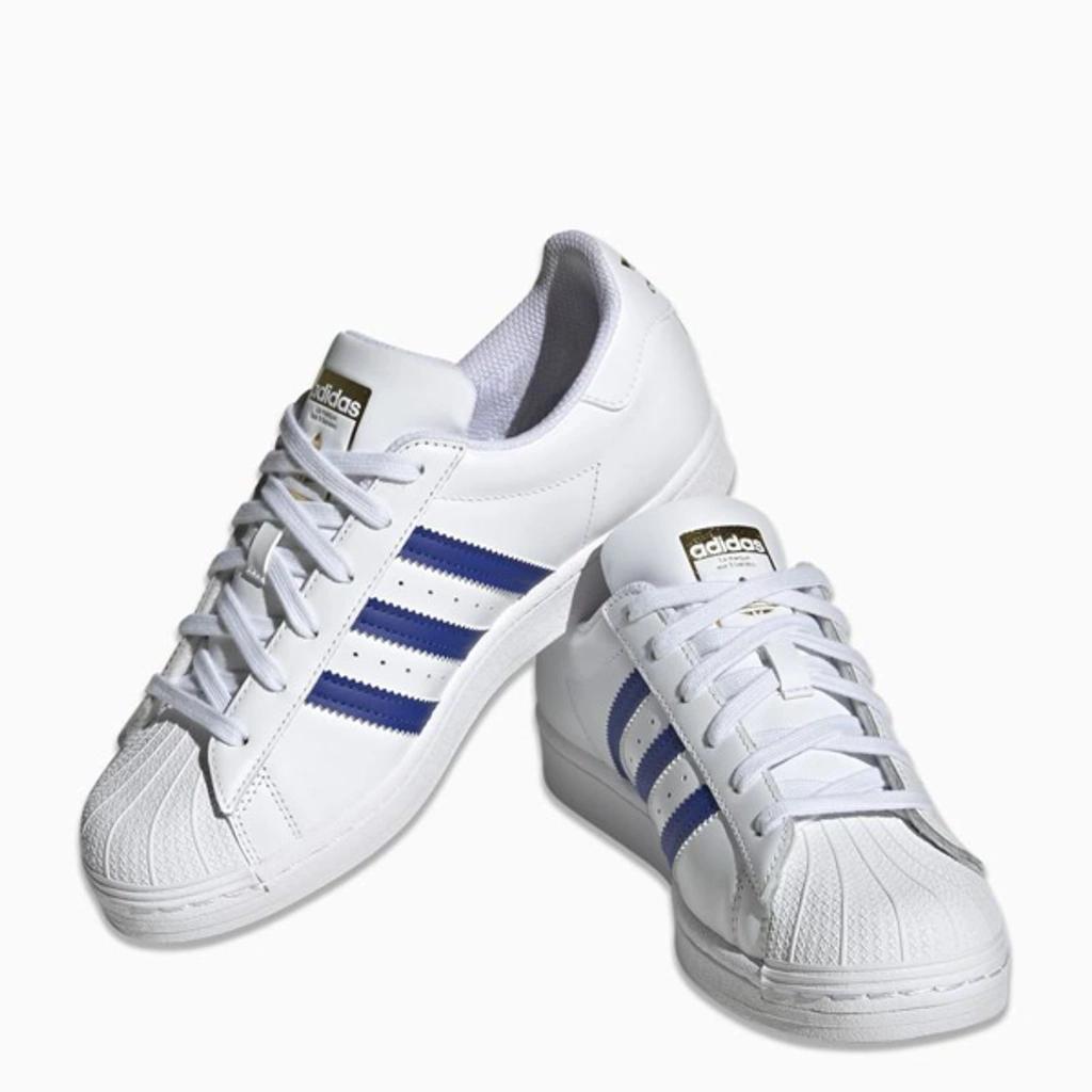 ADIDAS ORIGINALS White/blue Superstar Sneakers Product Image