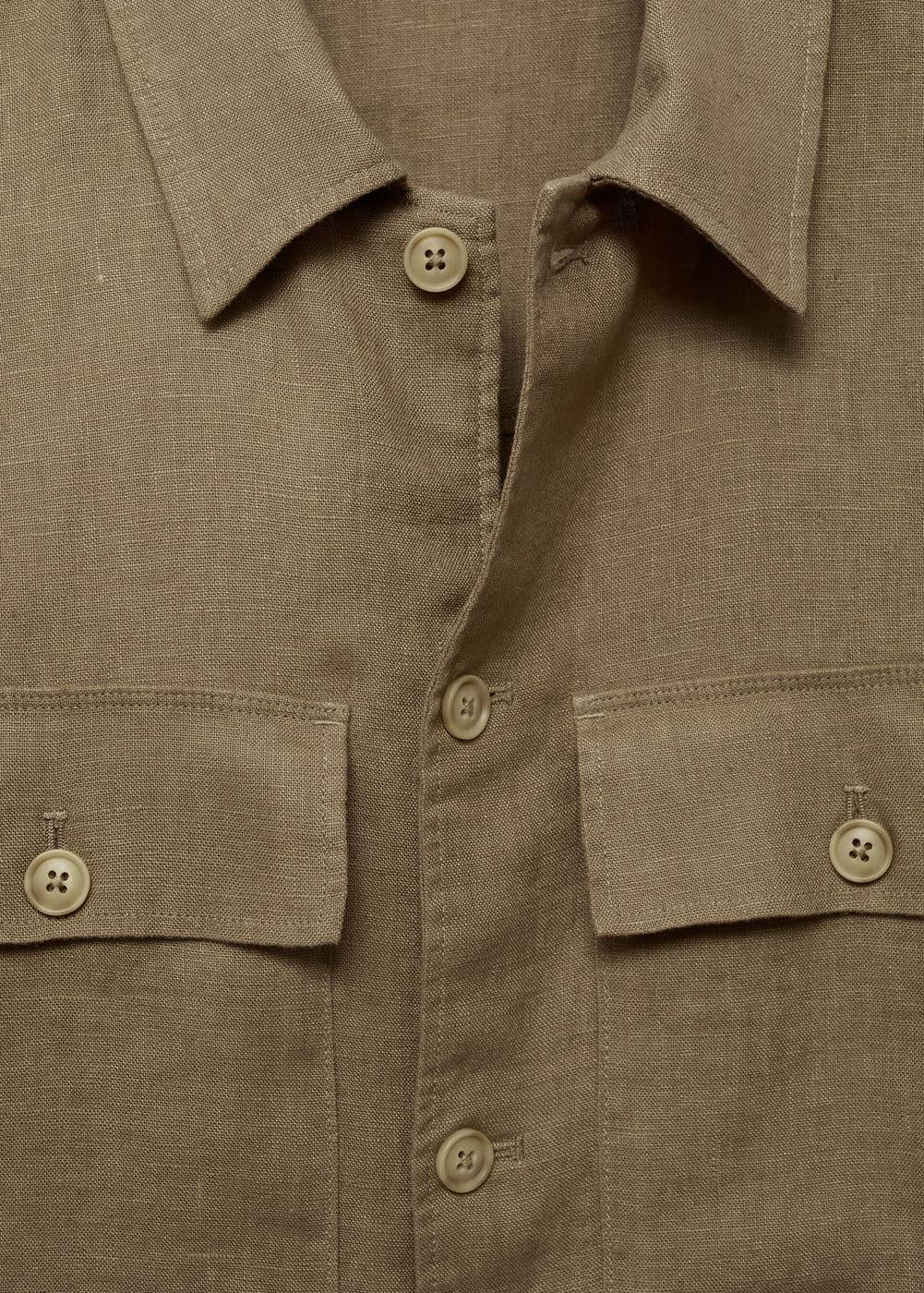 Mango Mens Linen Pockets Detail Overshirt Product Image