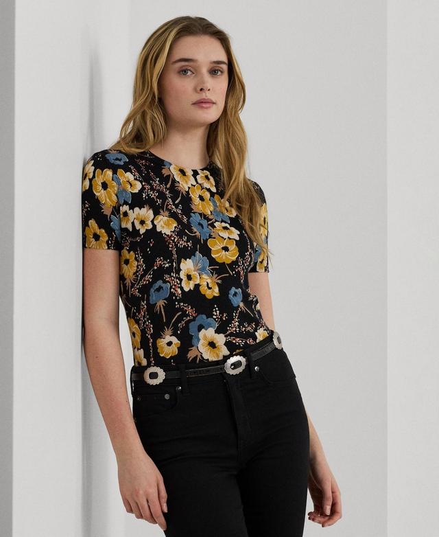 Women's Short-Sleeve Floral Sweater Product Image