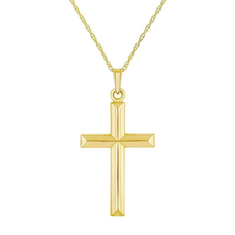 14k Gold Cross Pendant Necklace, Womens Yellow Product Image