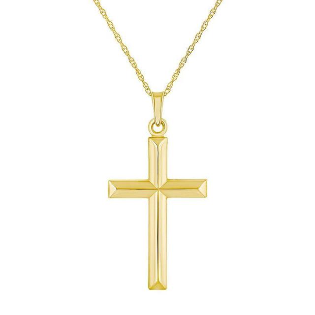 14k Gold Cross Pendant Necklace, Womens Yellow Product Image