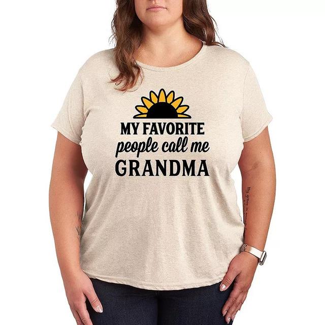 Plus Favorite People Grandma Graphic Tee, Womens Beig/Green Product Image