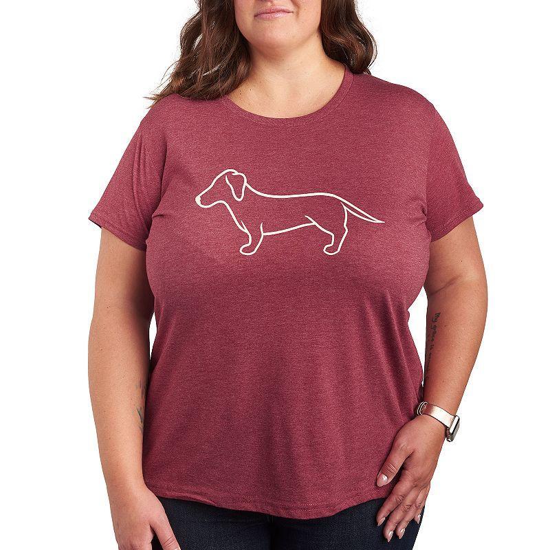 Plus Dachshund Line Drawing Graphic Tee, Womens Product Image