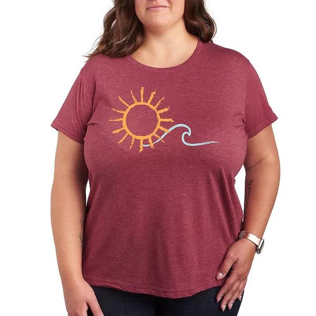 Plus Brushstroke Sun And Wave Graphic Tee, Womens Product Image