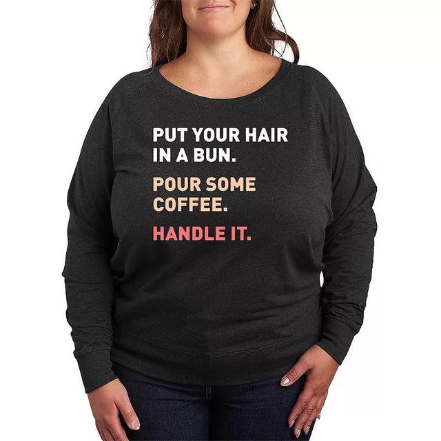 Plus Size Bun Coffee Handle It Pullover, Womens Heather Grey Product Image