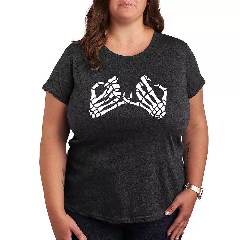 Plus Pinky Promise Skeletons Graphic Tee, Womens Heather Grey Product Image