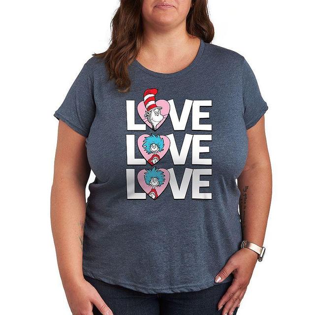 Plus Size Dr. Seuss Love Stacked Graphic Tee, Womens Grey Gray Product Image