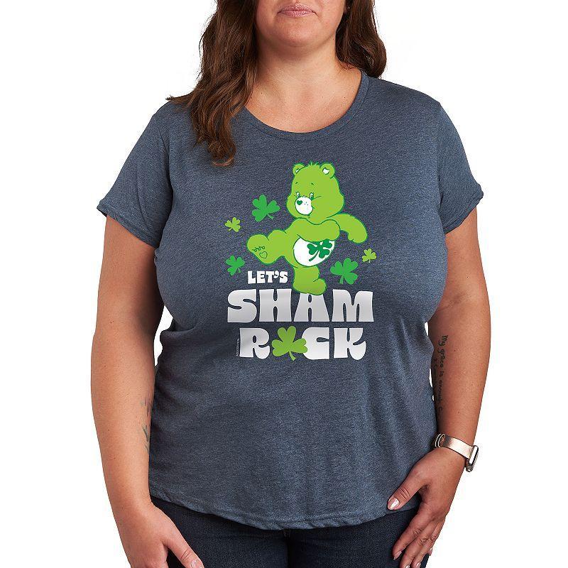 Plus Care Bears Lets Sham Rock Graphic Tee, Womens Grey Blue Product Image