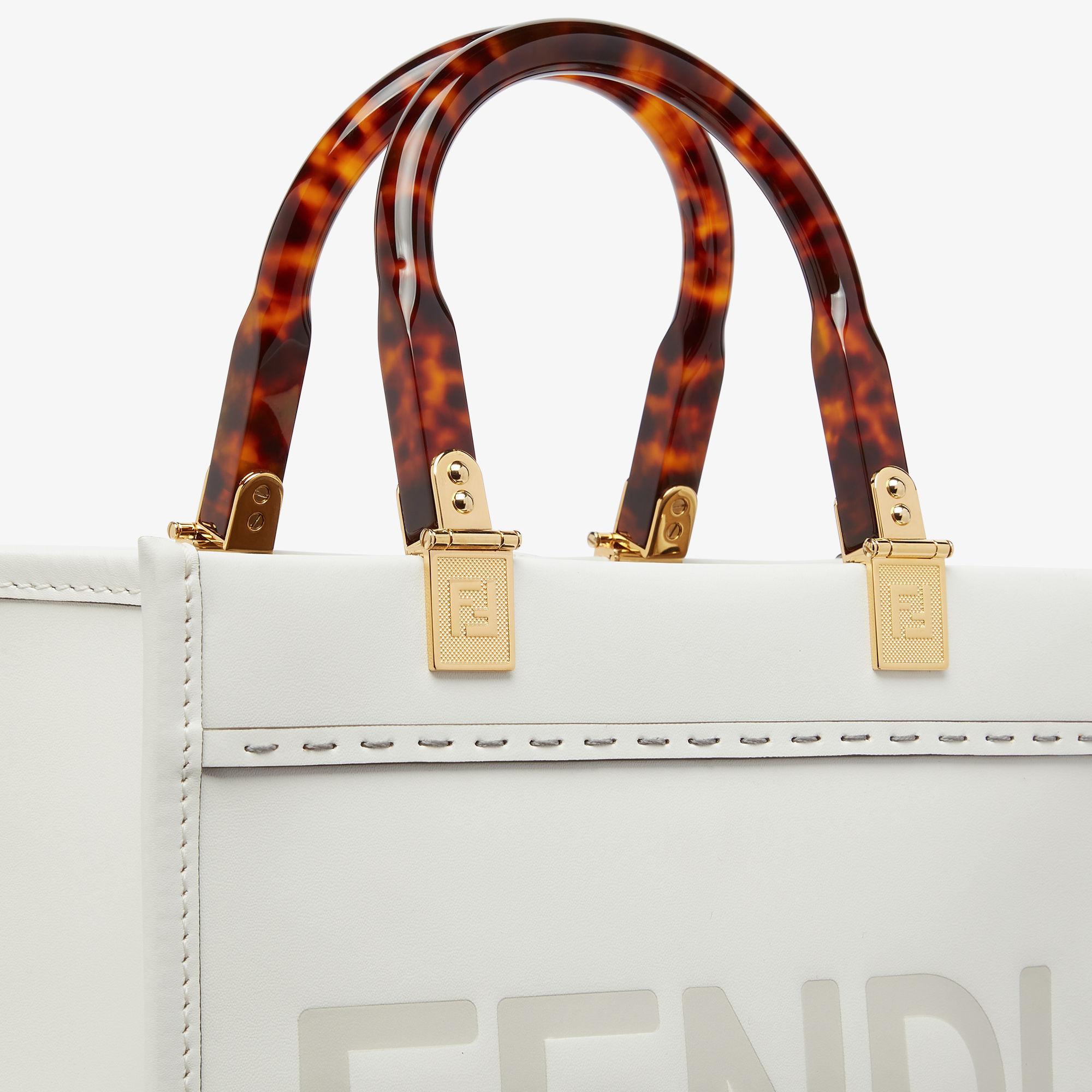 Fendi Sunshine SmallWhite leather shopper Product Image