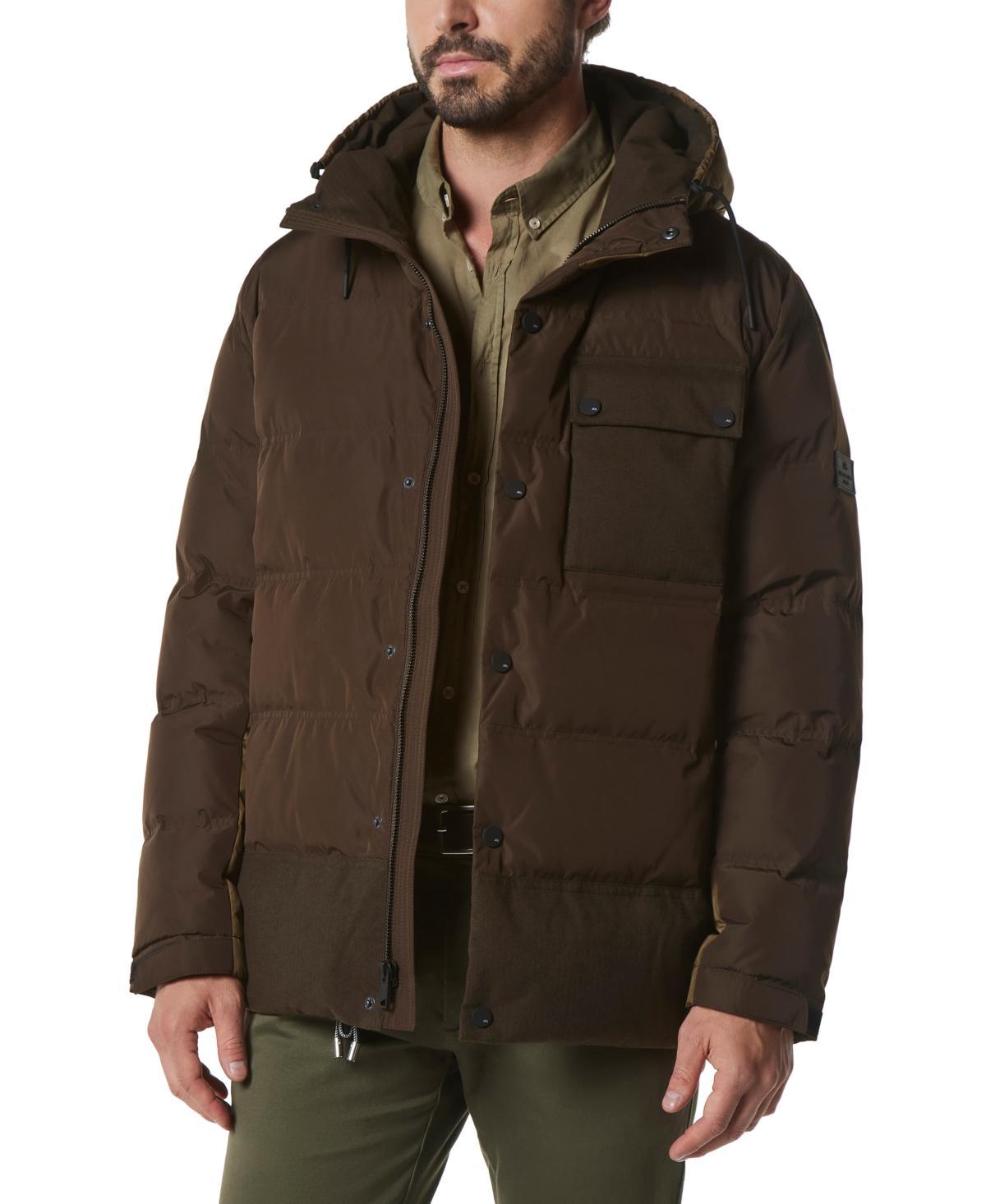 Marc New York Mens Halifax Fabric Blocked Quilted Hooded Trucker Jacket Product Image