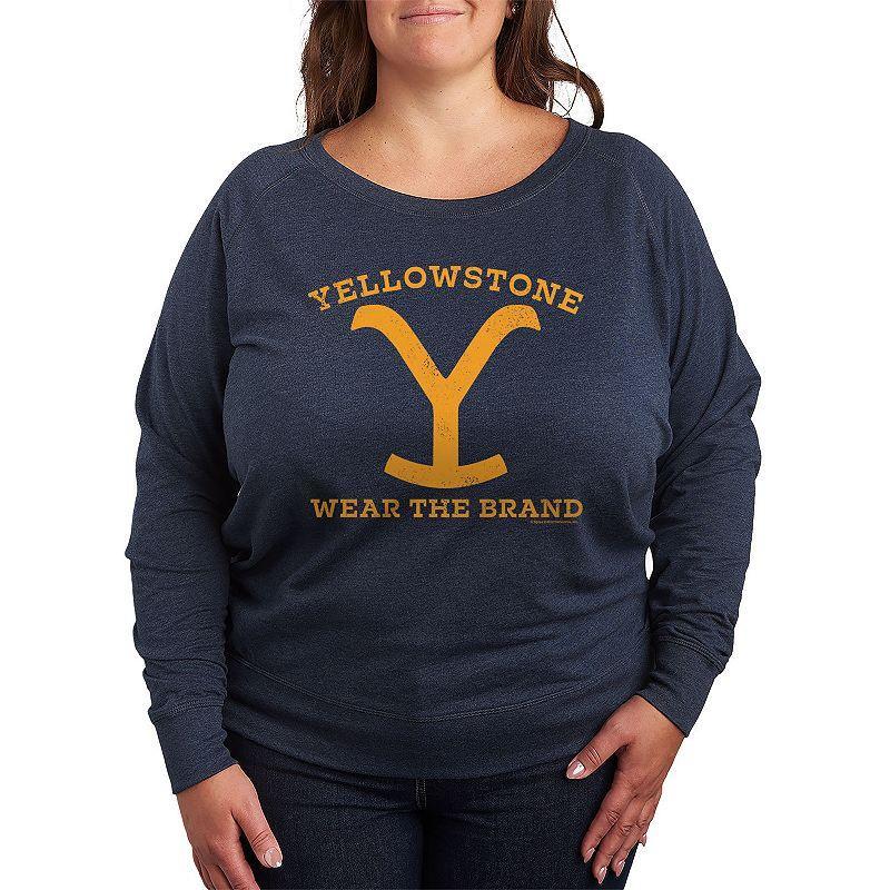 Plus Size Yellowstone Wear The Brand Lightweight French Terry Sweatshirt, Womens Grey Indigo Product Image