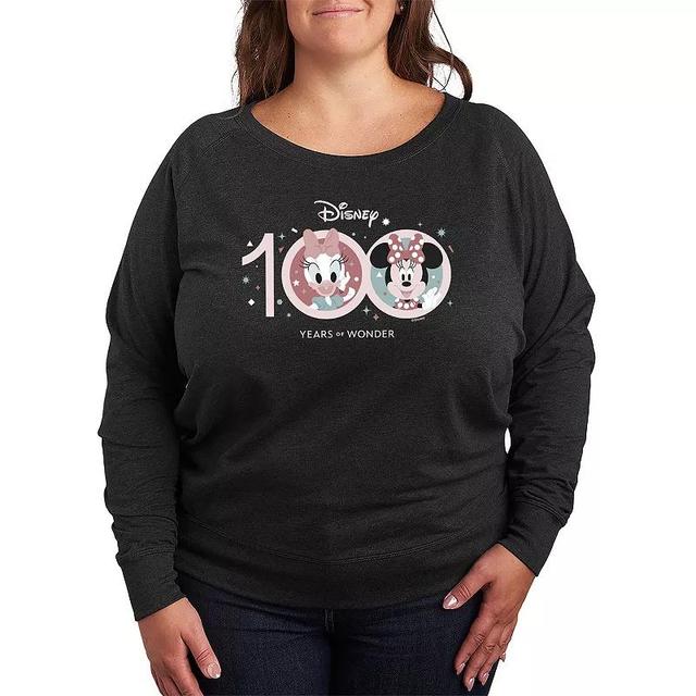 Disney 100 Minnie Mouse & Daisy Duck Plus Size Lightweight French Terry Sweatshirt, Womens Heather Grey Product Image