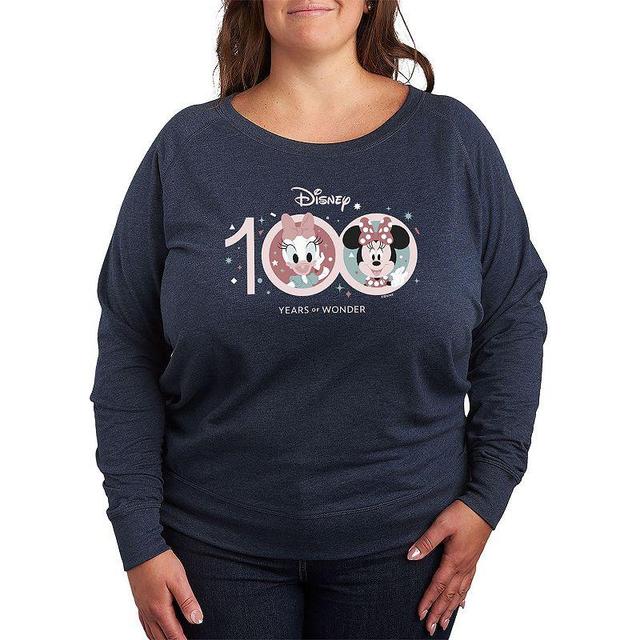 Disney 100 Minnie Mouse & Daisy Duck Plus Size Lightweight French Terry Sweatshirt, Womens Heather Grey Product Image