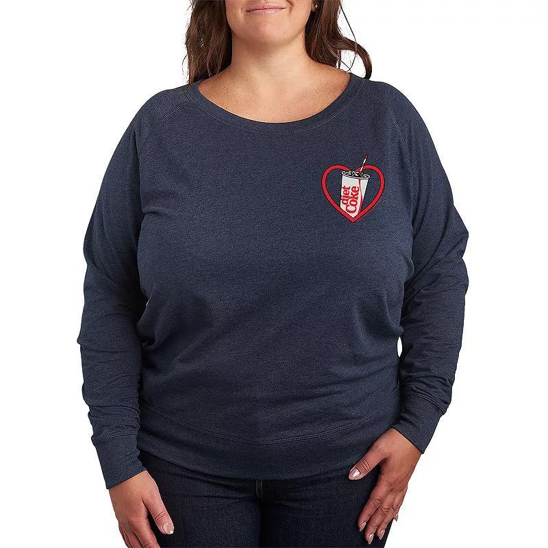 Plus Size Diet Coke Heart Lightweight French Terry Sweatshirt, Womens Grey Indigo Product Image