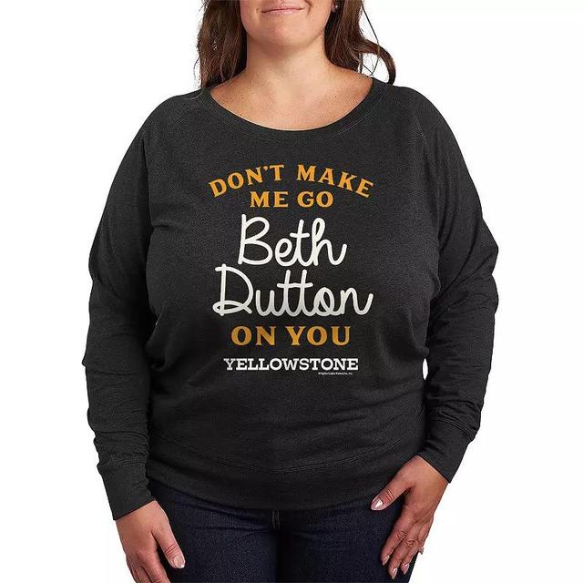 Plus Size Yellowstone Dont Make Me Go Pullover, Womens Heather Grey Product Image