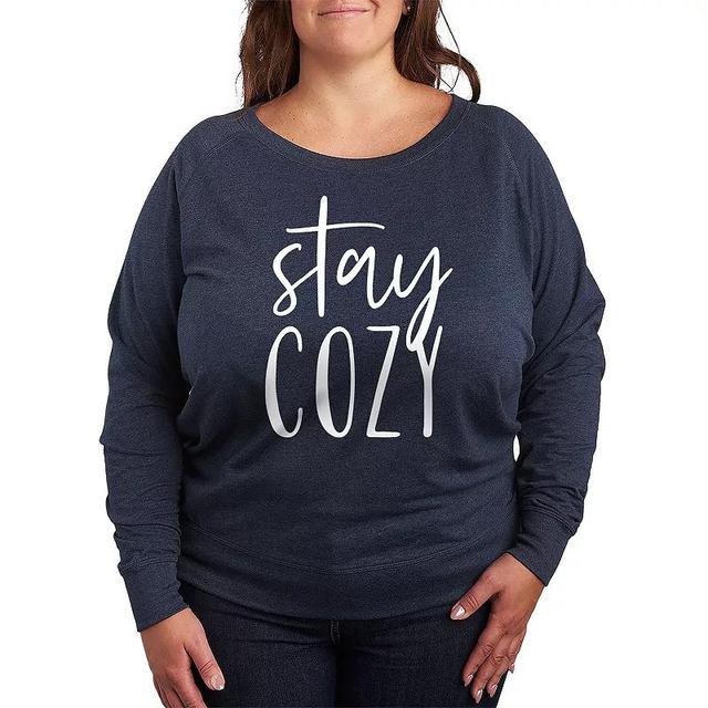 Plus Stay Cozy Slouchy Graphic Sweatshirt, Womens Grey Indigo Product Image