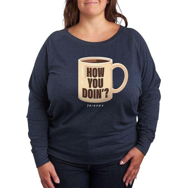 Womens Friends How You Doin Coffee Mug Lightweight French Terry Sweatshirt Grey Indigo Product Image