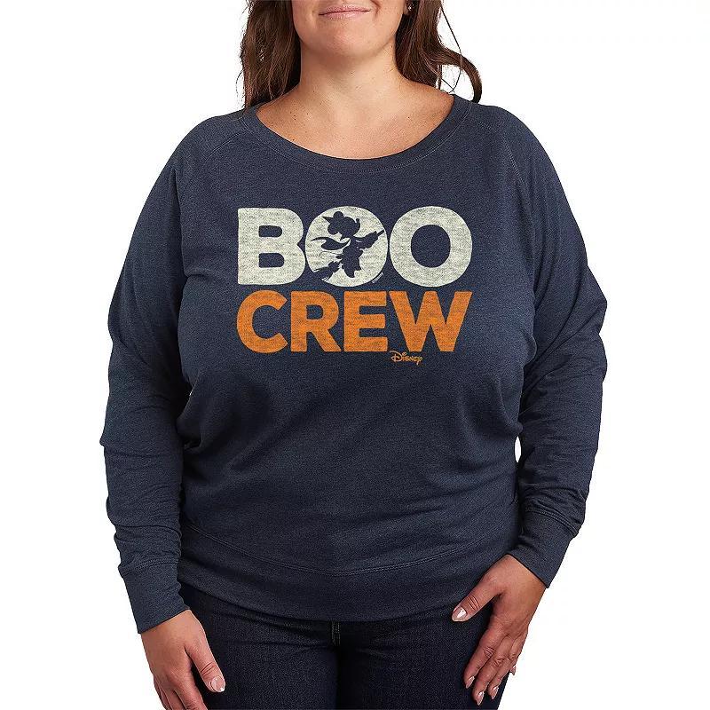 Disneys Mickey Mouse Plus Size Boo Crew Lightweight French Terry Sweatshirt, Womens Grey Indigo Product Image