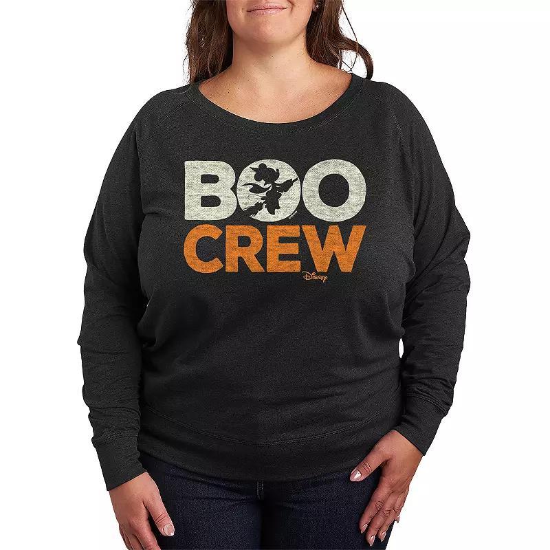 Disneys Mickey Mouse Plus Size Boo Crew Lightweight French Terry Sweatshirt, Womens Grey Indigo Product Image