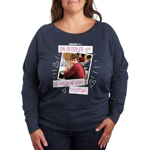 Plus Mean Girls October 3rd Slouchy Graphic Sweatshirt, Womens Grey Dark Red Product Image