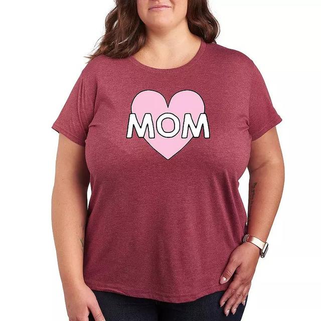 Plus Mom Heart Graphic Tee, Womens Grey Gray Product Image