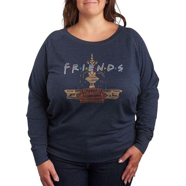 Plus Size Friends Couch Fountain Set Graphic Tee, Womens Grey Indigo Product Image