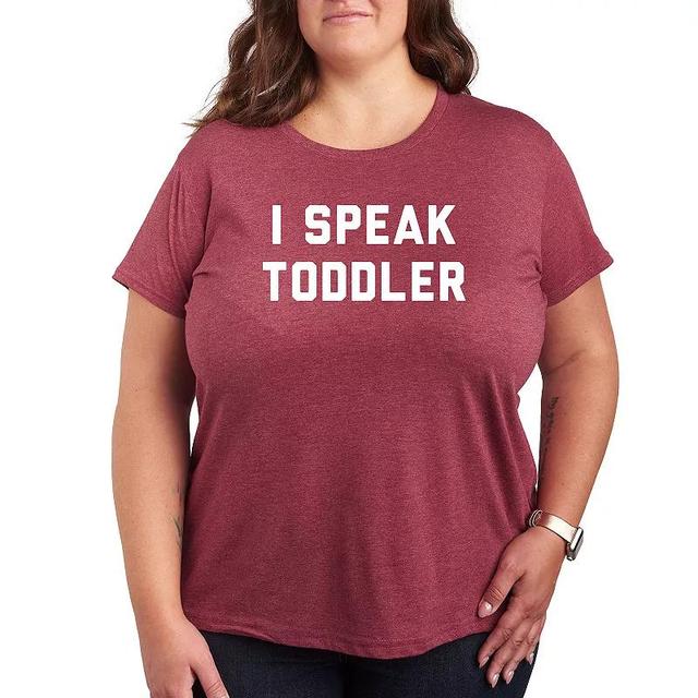 Plus I Speak Toddler Graphic Tee, Toddler Girls Grey Dark Red Product Image