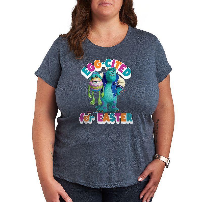 Disney / Pixars Monsters, Inc. Plus Egg-Cited For Easter Graphic Tee, Womens Grey Blue Product Image