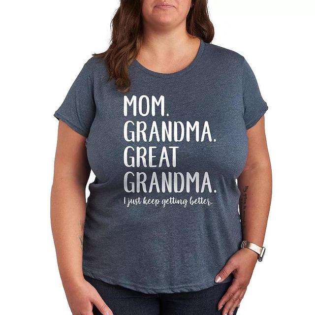 Plus Mom Grandma Great Grandma Graphic Tee, Womens Grey Juniper Product Image