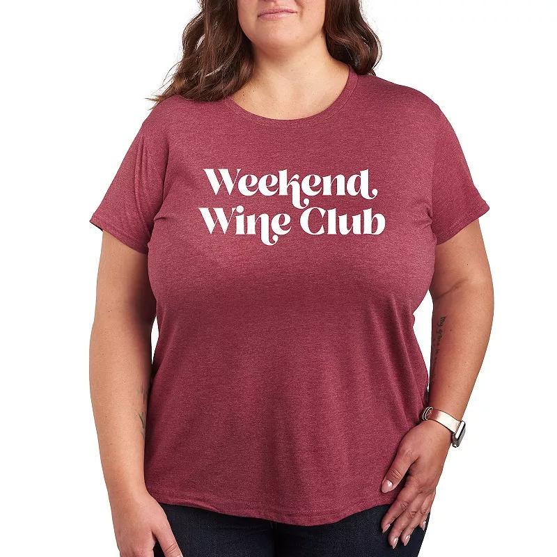 Plus Weekend Wine Club Graphic Tee, Womens Grey Dark Red Product Image