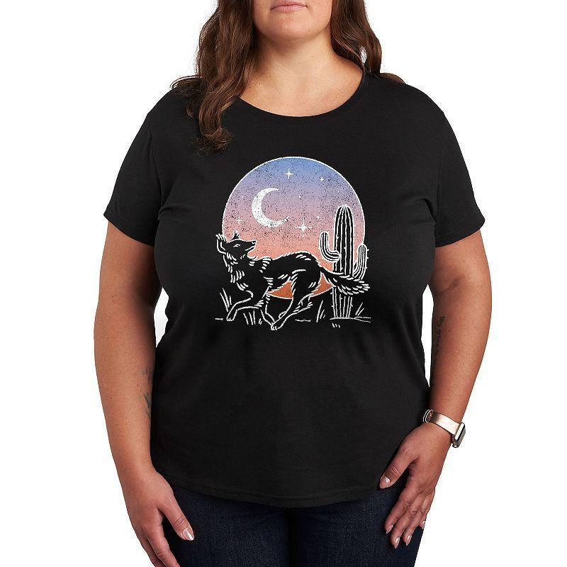 Plus Desert Coyote Graphic Tee, Womens Black Product Image