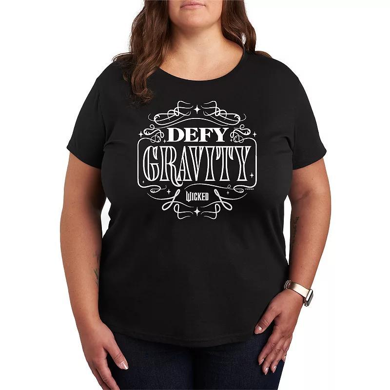 Plus Size Wicked Defy Gravity Tee, Womens Grey Green Product Image