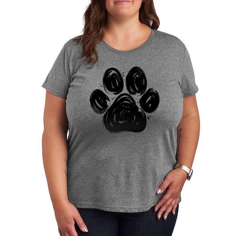 Plus Brushstroke Paw Print Graphic Tee, Womens Product Image