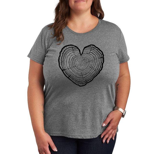 Plus Tree Cross Section Heart Graphic Tee, Womens Med Grey Product Image