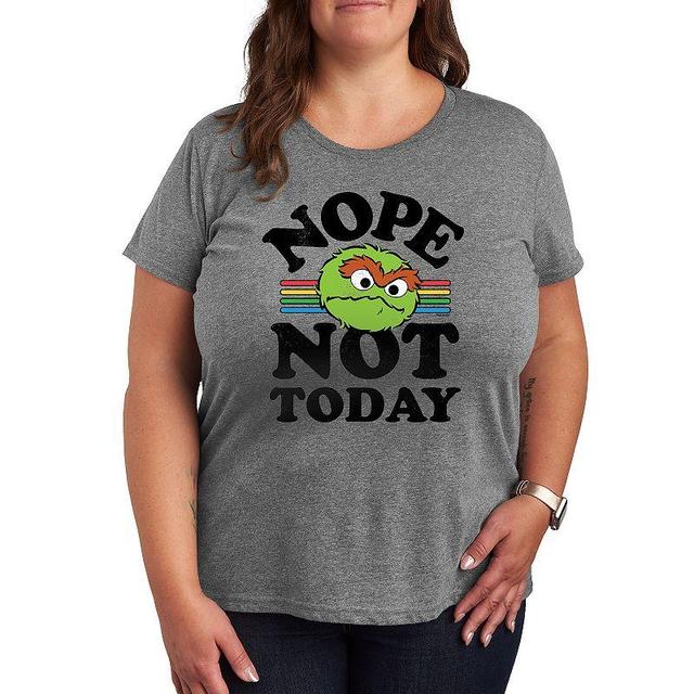 Plus Sesame Street Nope Not Today Graphic Tee, Womens Grey Gray Product Image