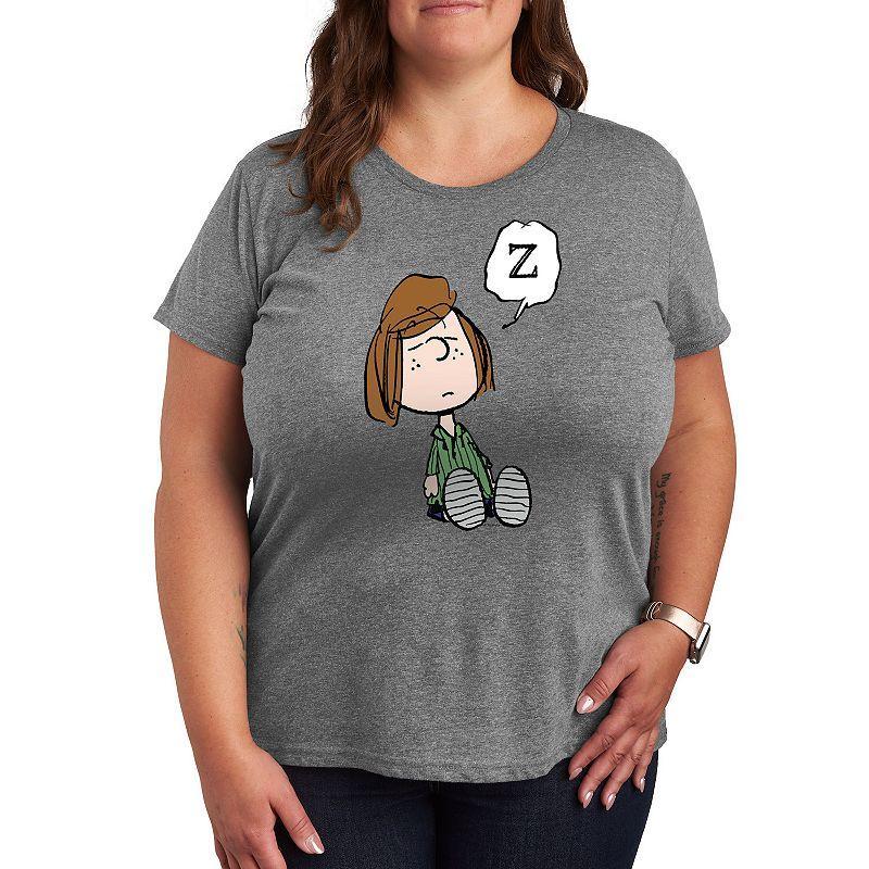 Plus Peanuts Peppermint Patty Doze Graphic Tee, Womens Med Grey Product Image