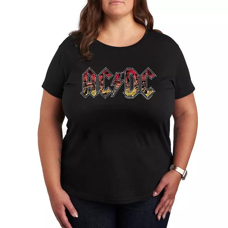 Plus ACDC Poster Texture Graphic Tee, Womens Product Image