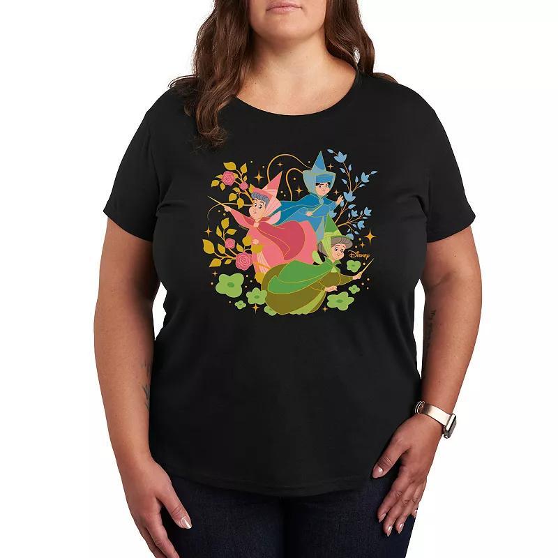 Disneys Sleeping Beauty Fairy Godmothers Plus Size Graphic Tee, Womens Product Image