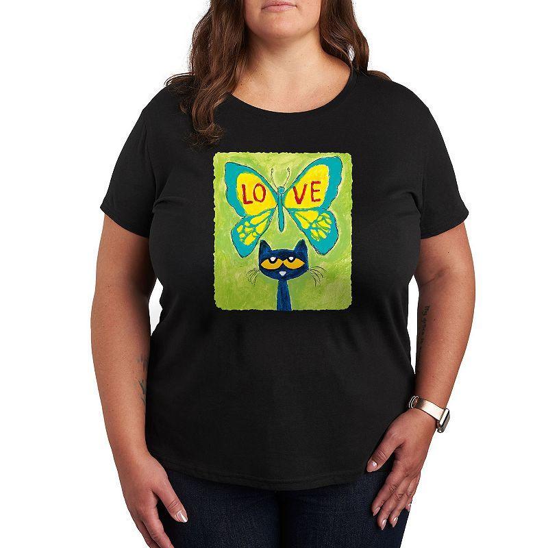 Plus Pete The Cat Love Butterfly Graphic Tee, Womens Med Grey Product Image